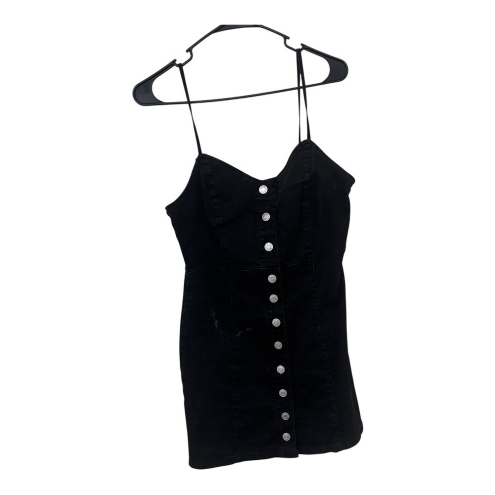 3/$15 garage Black denim spaghetti strap mini dress size M